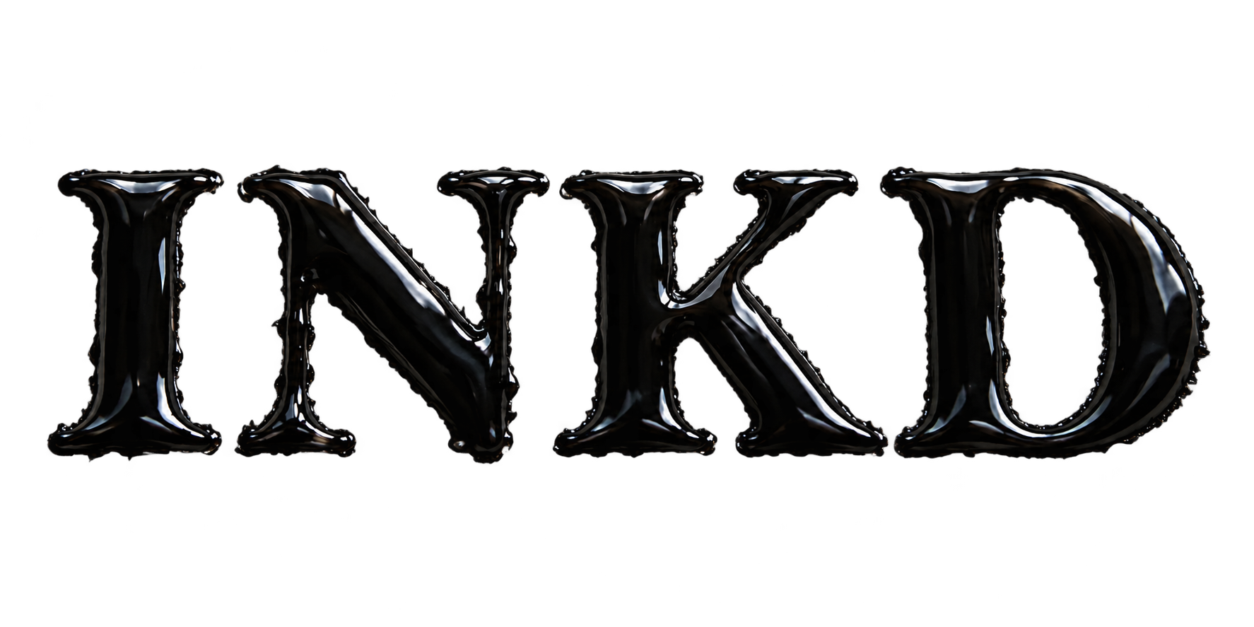 INKD, raised glossy wet-ink wordmark